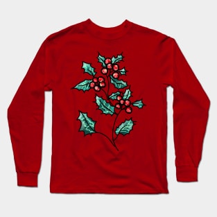 Holly leaves Christmas Long Sleeve T-Shirt